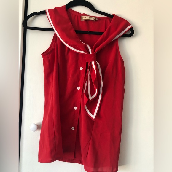 Beach Bash by Art & Tatyana sailor blouse red size XS - Picture 2 of 2